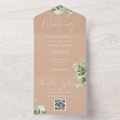 Tane bloem QR-code monogram bruiloft All In One Uitnodiging (Binnen)