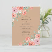 Tane Blush Ranunculus Eucalyptus Bruiloft Kaart (Staand voorkant)