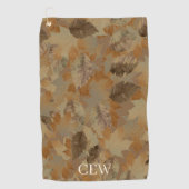 Tane Bruine Bladeren Aangepaste Monogram of Naam C Golfhanddoek (Voorkant)