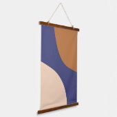 Tane en Blauwe Minimalistische Spiraalvormen Hangend Wandkleed (Gebogen)