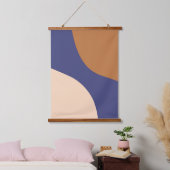 Tane en Blauwe Minimalistische Spiraalvormen Hangend Wandkleed (Slaapkamer)
