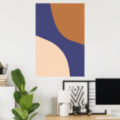 Tane en Blauwe Minimalistische Spiraalvormen Poster (Thuiskantoor)