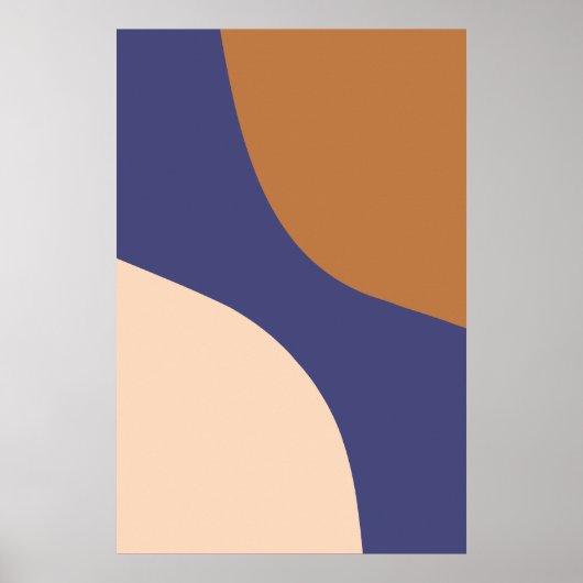 Tane en Blauwe Minimalistische Spiraalvormen Poster (Voorkant)