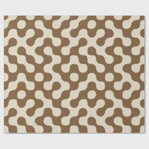 Tane en bruine geometrische stippen in mid-century cadeaupapier