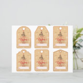 Tane en rode moderne uitgesneden gift tag set (Staand voorkant)
