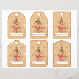 Tane en rode moderne uitgesneden gift tag set