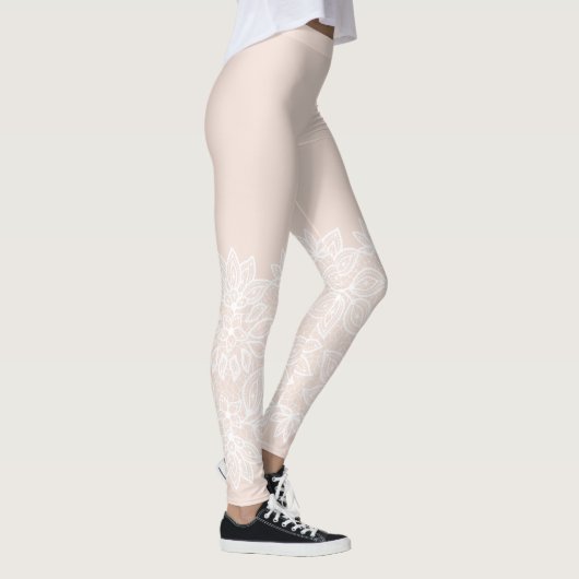 Tane en witte kant lookende leggings (Rechts)