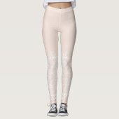 Tane en witte kant lookende leggings (Voorkant)
