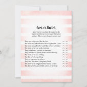 Tane konijn roze over onder baby shower spel kaart (Voorkant)
