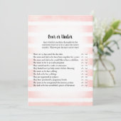 Tane konijn roze over onder baby shower spel kaart (Staand voorkant)