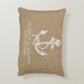 Tane Linnen Print & Wit Nautisch Anker Accent Kussen (Achterkant (Verticaal))