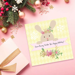 Tane Sneeuwkonijn Roze Goud Poinsettia Prettig Feestdagenkaart
