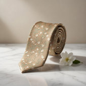 Tane Wilde Bloem Delicate Witte Bloesem & Bladeren Stropdas