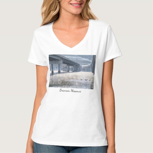 Taneycomo Foggy Winter Vist T-Shirt (Voorkant)