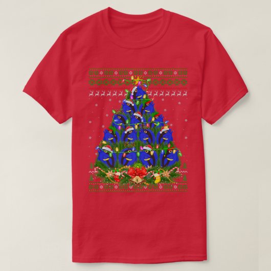 Tang Fish Xmas Lighting Tree Santa Tang Ugly Chris T-shirt (Design voorkant)