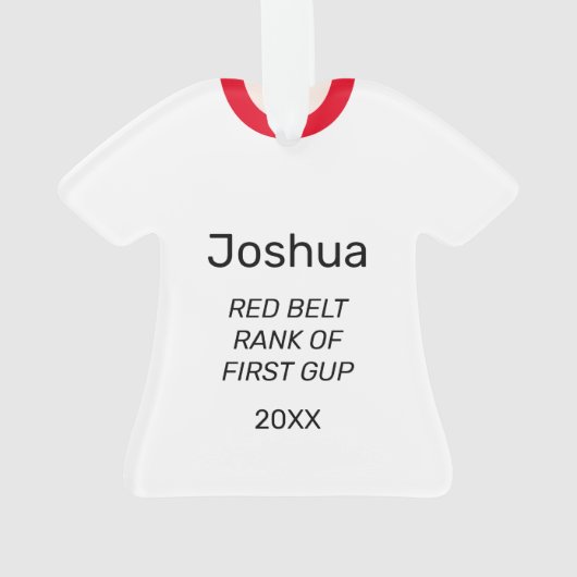 Tang Soo Do 1e GUP Red Belt gepersonaliseerd Ornament (achterkant)