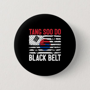 Tang Soo Do Black Belt Karate Fighter Koreaanse Ma Ronde Button 5,7 Cm