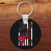 Tang Soo Do Martial Arts Karate Amerikaanse Vlag V Sleutelhanger (Voorkant)