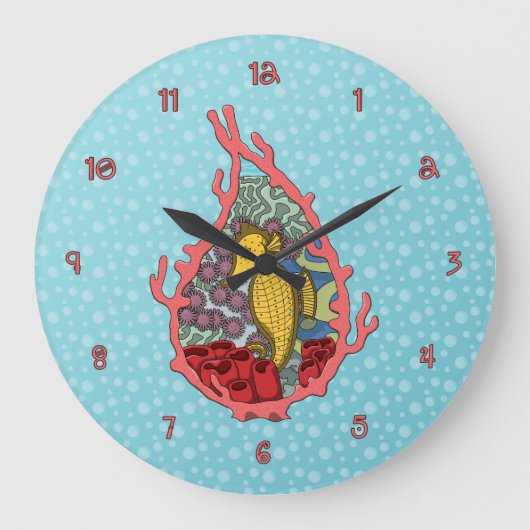 Tanga de Seahorse Clock Grote Klok (Voorkant)