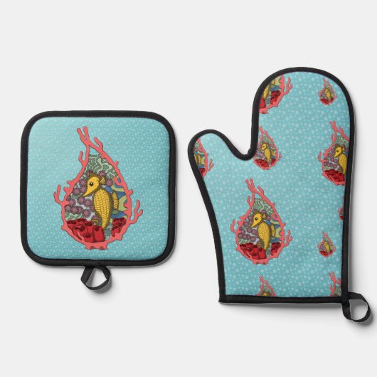 Tanga de zeepaard ovenwant & pannenlap set (Voorkant)