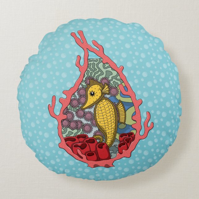 Tanga de Zeepaard Rond Kussen (Voorkant)