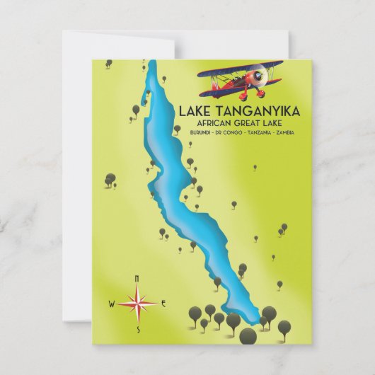 Tanganjikameer Afrika Groot meer kaart (Voorkant)