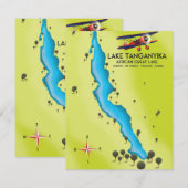Tanganjikameer Afrika Groot meer kaart (Voorkant / Achterkant)