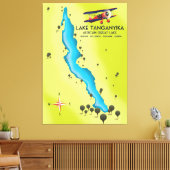 Tanganjikameer Afrika Groot meer kaart Canvas Afdruk (Insitu (Woonkamer))