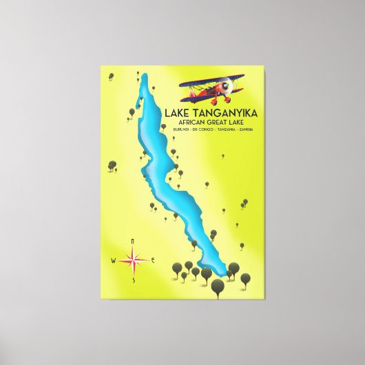 Tanganjikameer Afrika Groot meer kaart Canvas Afdruk (Voorkant)
