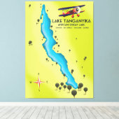 Tanganjikameer Afrika Groot meer kaart Canvas Afdruk (Insitu (Houten vloer))