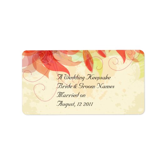 Tangerine Abstracte Floral Etiket (Voorkant)