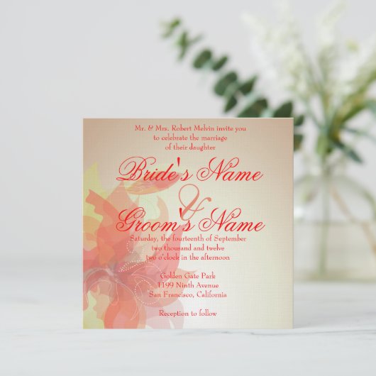 Tangerine Abstracte Floral Kaart (Staand voorkant)