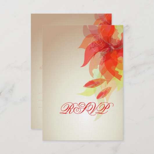 Tangerine Abstracte Floral RSVP Kaartje (Voorkant / Achterkant)