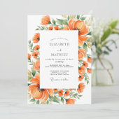 Tangerine Artistic Meadow Wedding Kaart (Staand voorkant)