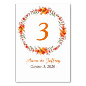 Tangerine Autumn Floral Wreath Wedding Kaart (Achterkant)