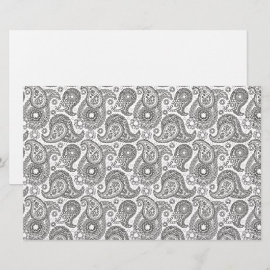 Tangerine Black Paisley Briefpapier (Voorkant / Achterkant)