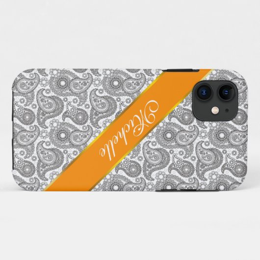 Tangerine Black Paisley Case-Mate iPhone Case (Achterkant (horizontaal))