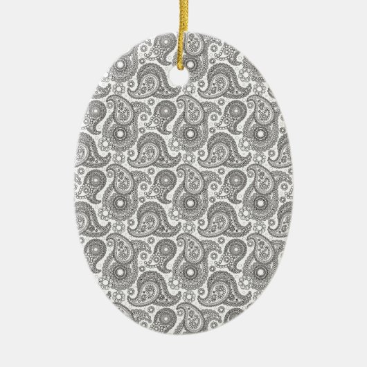 Tangerine Black Paisley Keramisch Ornament (Voorkant)