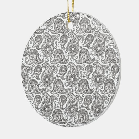 Tangerine Black Paisley Keramisch Ornament (Links)