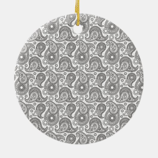 Tangerine Black Paisley Keramisch Ornament (Achterkant)