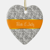Tangerine Black Paisley Keramisch Ornament (Rechts)
