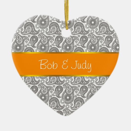 Tangerine Black Paisley Keramisch Ornament (Voorkant)