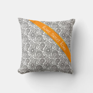 Tangerine Black Paisley Kussen