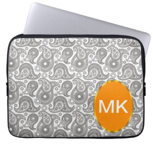 Tangerine Black Paisley Laptop Sleeve