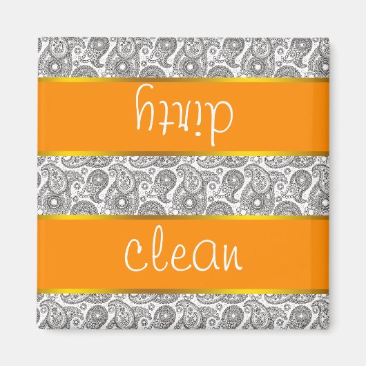 Tangerine Black Paisley Magneet (Voorkant)