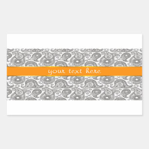 Tangerine Black Paisley Rechthoekige Sticker