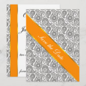 Tangerine Black Paisley Save The Date (Voorkant / Achterkant)