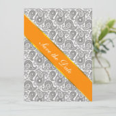 Tangerine Black Paisley Save The Date (Staand voorkant)
