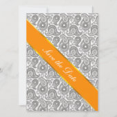 Tangerine Black Paisley Save The Date (Voorkant)