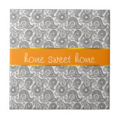 Tangerine Black Paisley Tegeltje (Voorkant)
